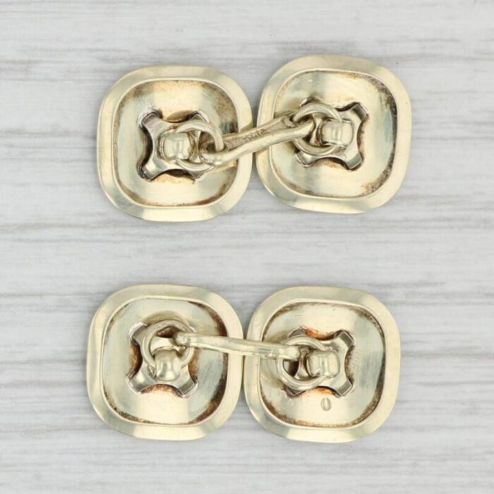 antique rayed patterned cufflinks 14k gold platinum suit accessories 2 pieces 0503