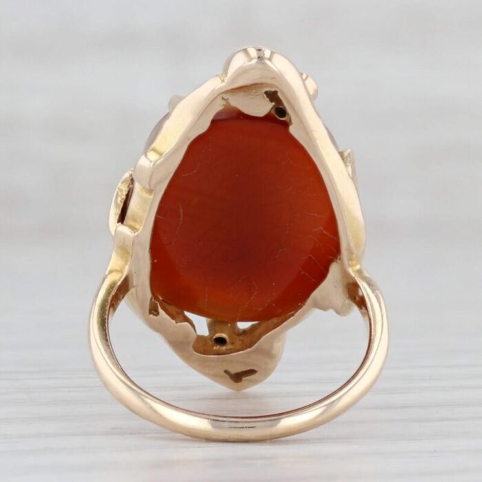 antique sardonyx cameo diamond ring 10k yellow gold size 5 male figural 5942