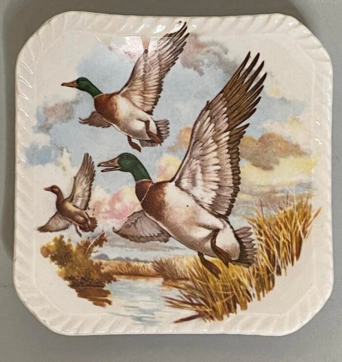 antique set of six royal adderley game birds appetizer dishes 0586