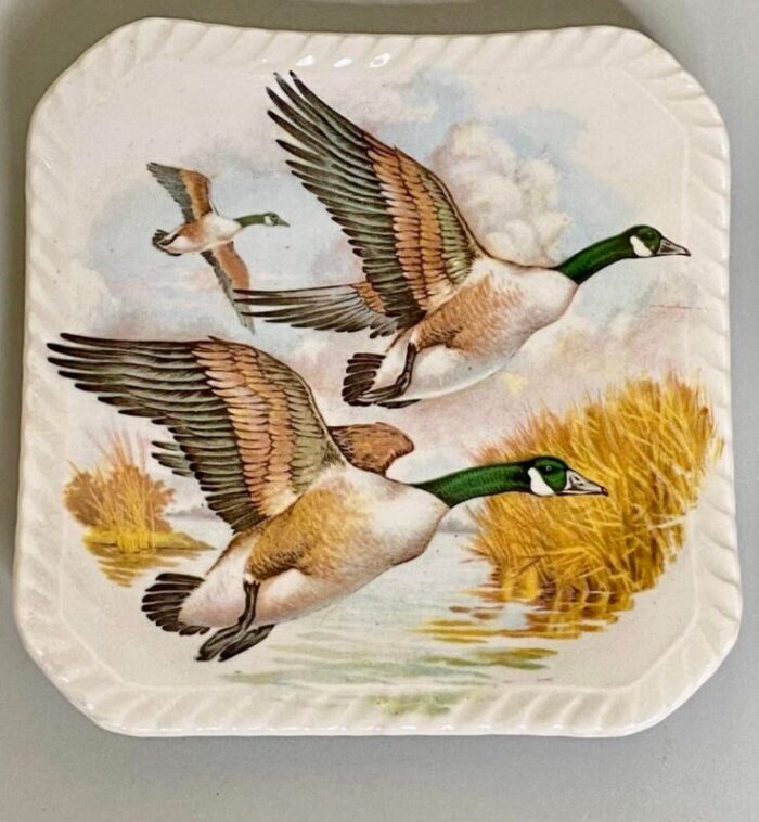 antique set of six royal adderley game birds appetizer dishes 8297