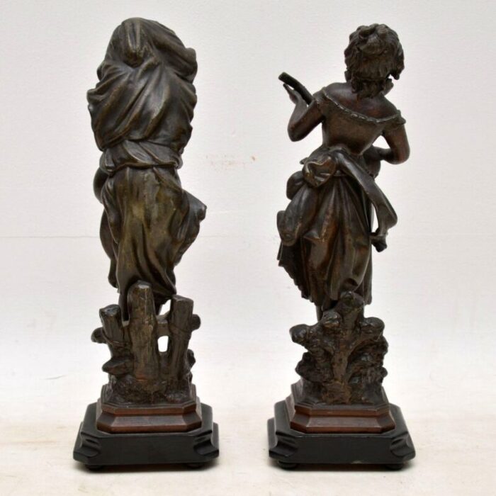 antique victorian spelter figurines set of 2 7