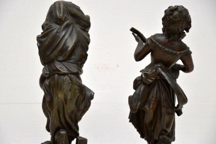 antique victorian spelter figurines set of 2 8