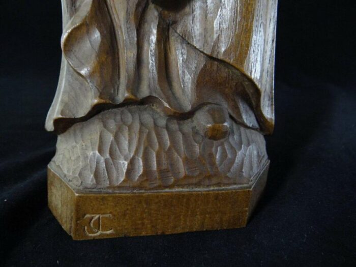 antique virgin with child statue in wood by jc 12