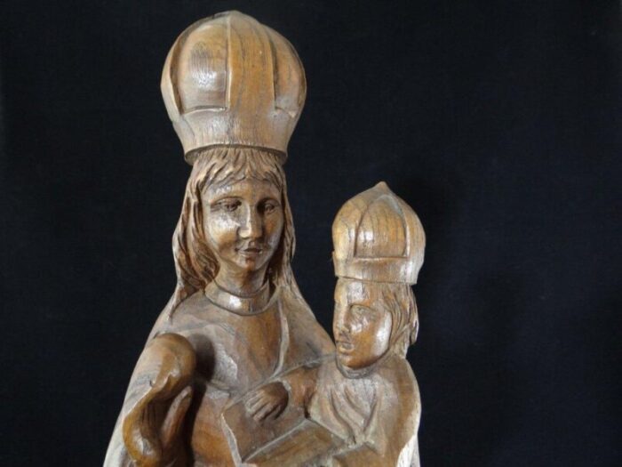 antique virgin with child statue in wood by jc 7