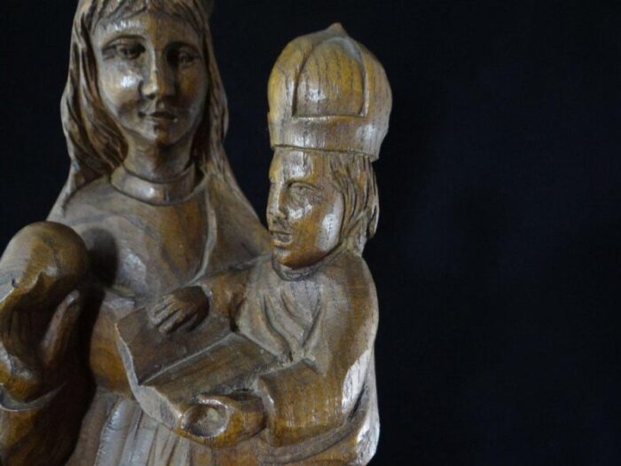 antique virgin with child statue in wood by jc 8