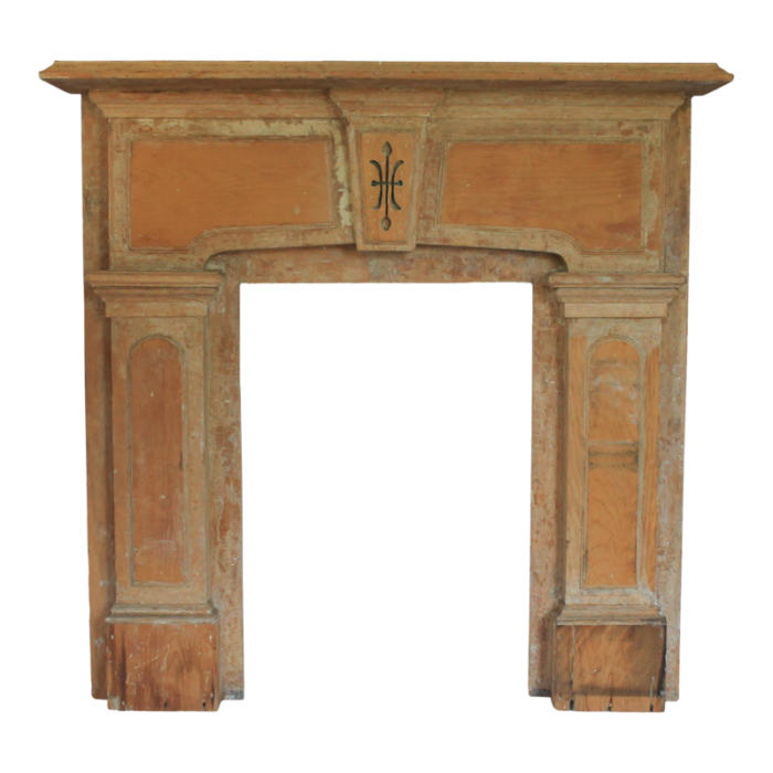 architectural salvage antique carved fireplace mantel surround 7566