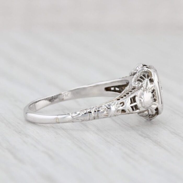 art deco 025ct diamond engagement ring 18k 14k white gold size 7 2641