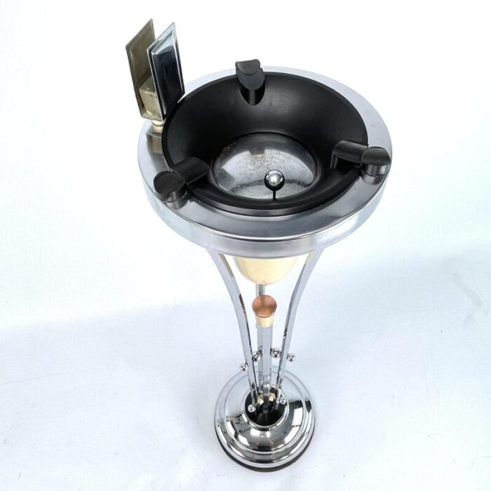 art deco ashtray stand in chrome and bakelite by demeyere 1930s 3553