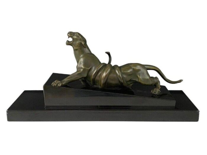 art deco bronze panther by ganhu gantcheff 1930s 1