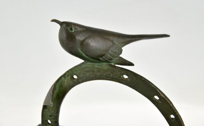 art deco bronze sculpture of bird on horseshoe by andre vincent becquerel 1930s 10