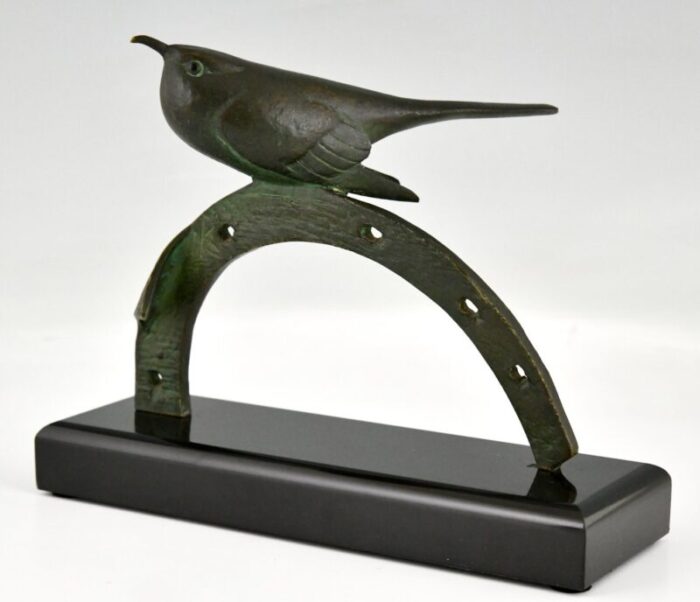 art deco bronze sculpture of bird on horseshoe by andre vincent becquerel 1930s 8