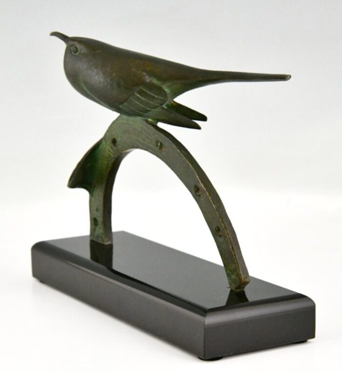 art deco bronze sculpture of bird on horseshoe by andre vincent becquerel 1930s 9