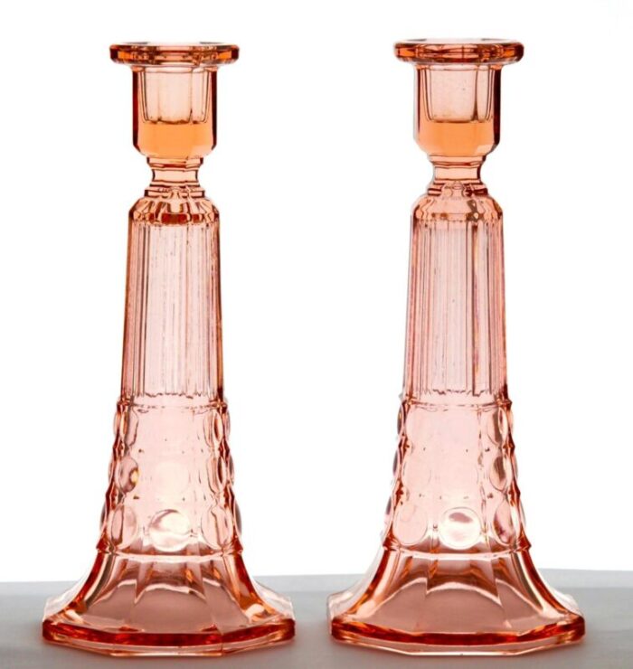 art deco candlesticks by charles graffart for val saint lambert luxval set of 2 3