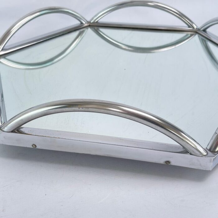 art deco chrome and mirror tray 1930s 2220