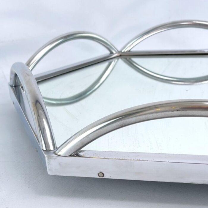 art deco chrome and mirror tray 1930s 4589