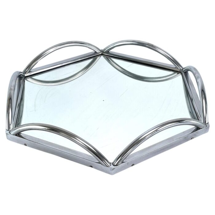 art deco chrome and mirror tray 1930s 6204