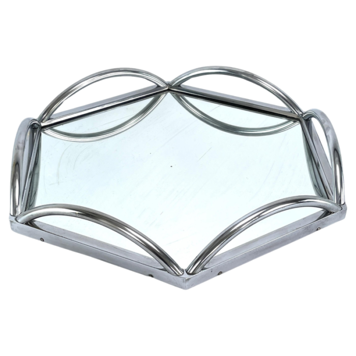 art deco chrome and mirror tray 1930s 8644