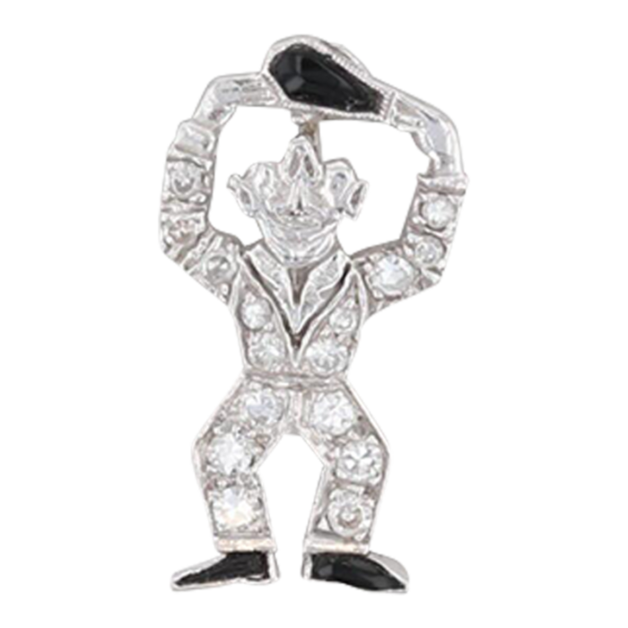 art deco dancing man pendant diamond onyx platinum figural 9928