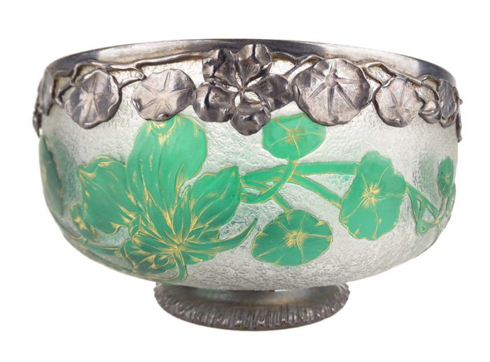 art deco glass and bronze bowl by daum 4896