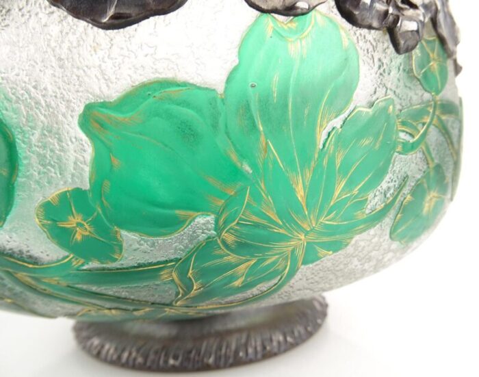 art deco glass and bronze bowl by daum 8282