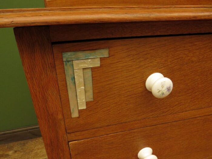 art deco oak chest of drawers with inlays 1930s 0014