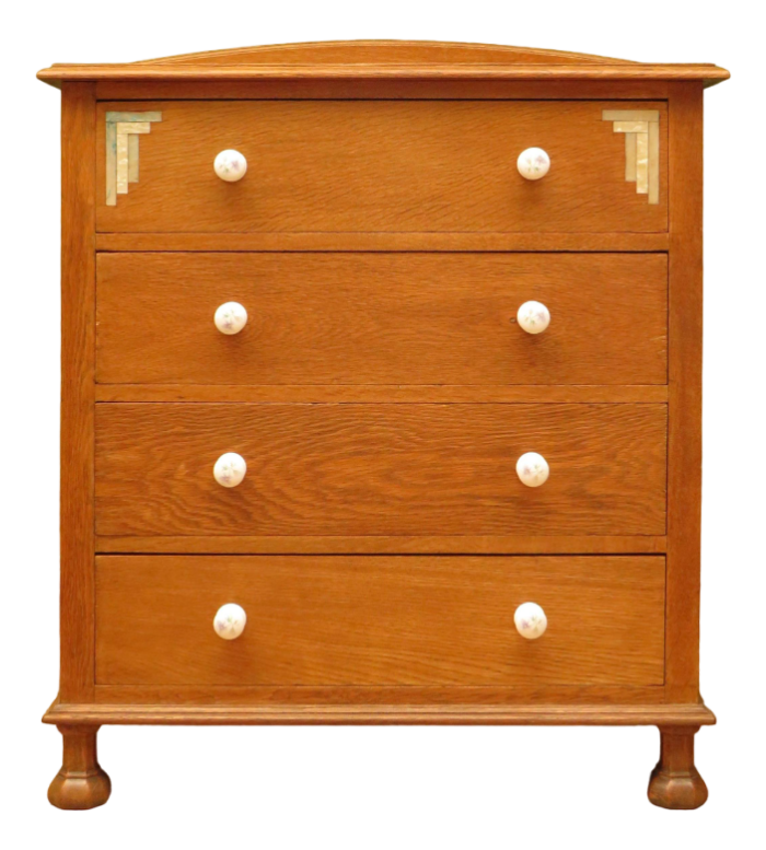 art deco oak chest of drawers with inlays 1930s 4276