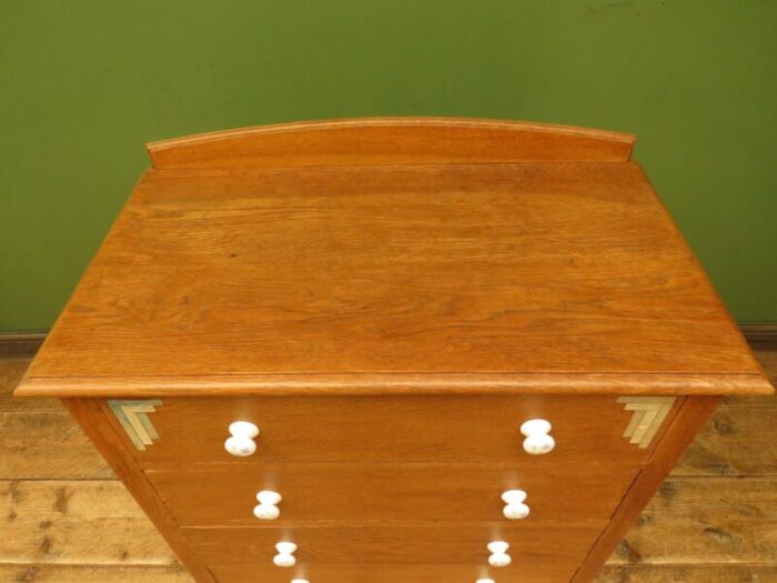 art deco oak chest of drawers with inlays 1930s 5843