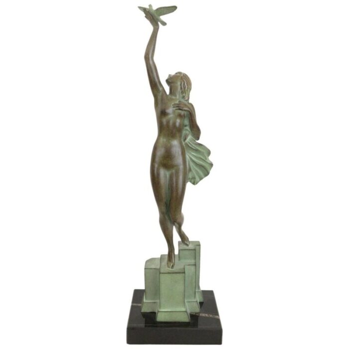 art deco spelter message sculpture by pierre le faguays and max le verrier 1