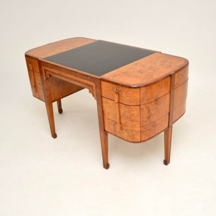 art deco walnut and burr oak leather top desk 1920s 0272