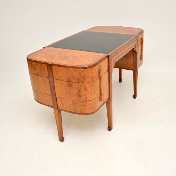 art deco walnut and burr oak leather top desk 1920s 0381