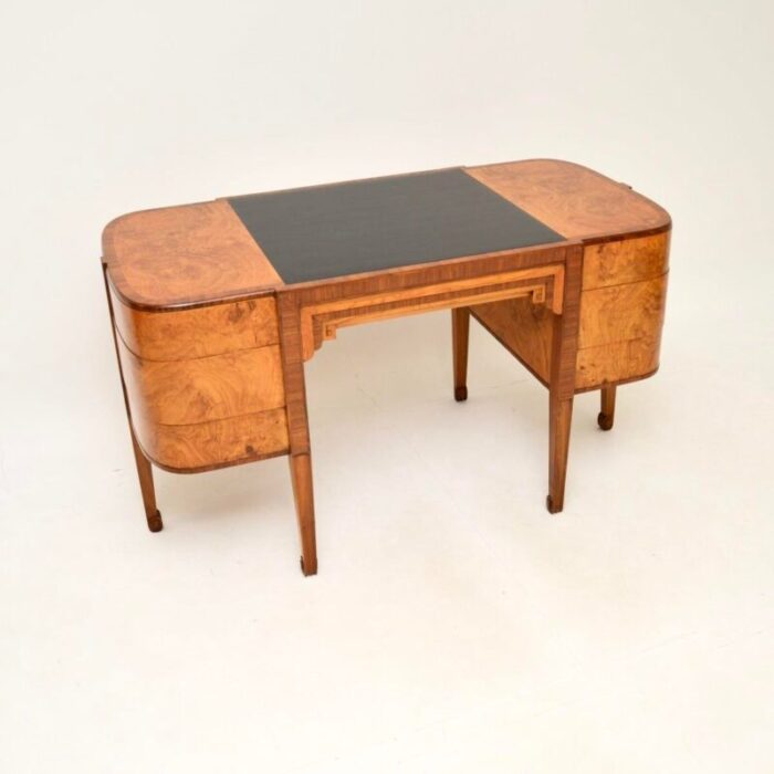 art deco walnut and burr oak leather top desk 1920s 1961