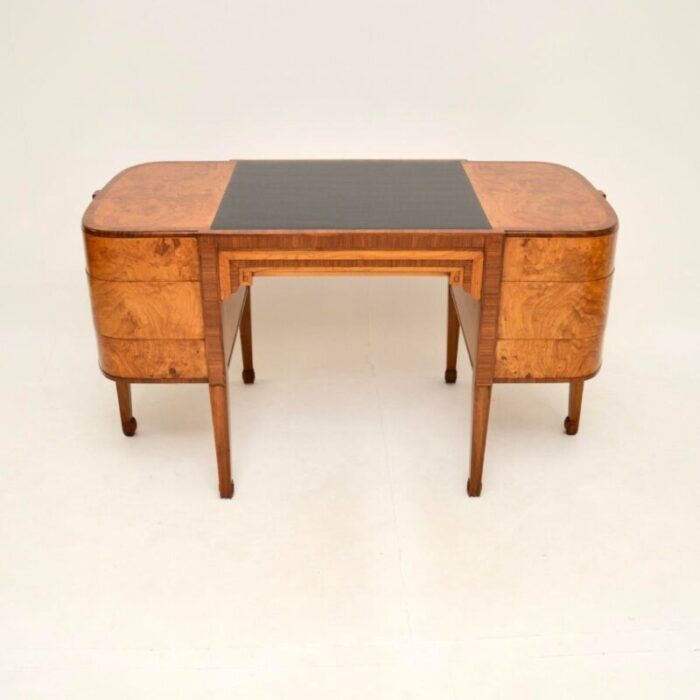 art deco walnut and burr oak leather top desk 1920s 2239