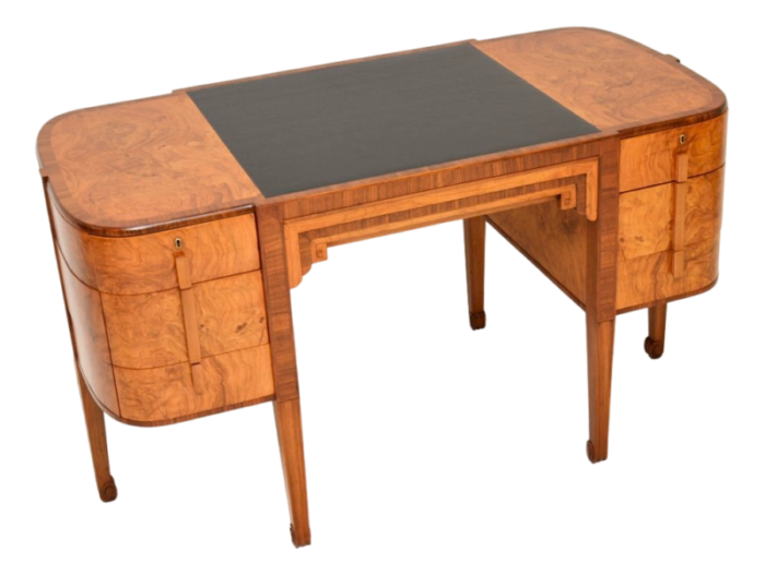 art deco walnut and burr oak leather top desk 1920s 2860