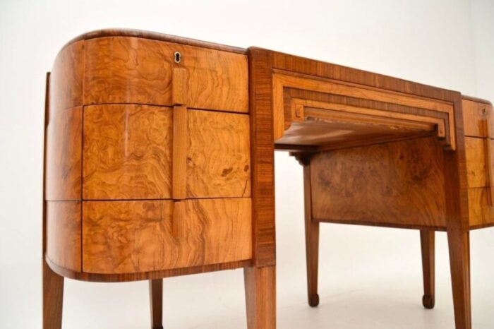 art deco walnut and burr oak leather top desk 1920s 3110