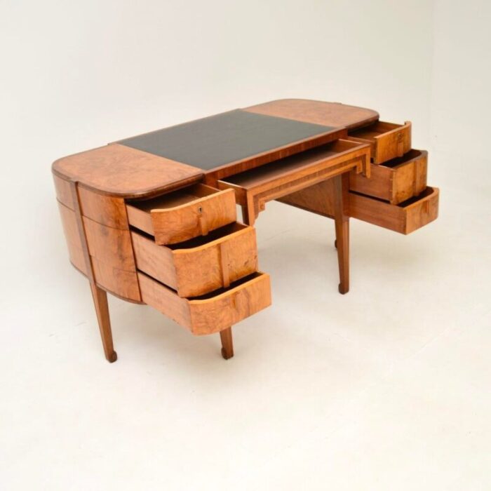 art deco walnut and burr oak leather top desk 1920s 4123