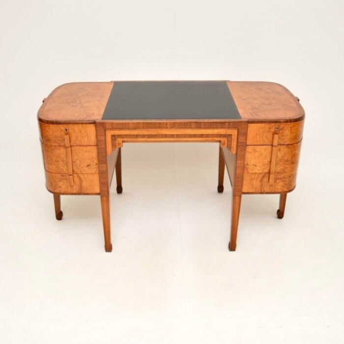 art deco walnut and burr oak leather top desk 1920s 4243