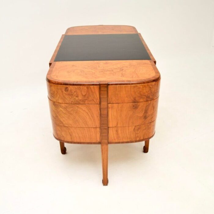 art deco walnut and burr oak leather top desk 1920s 6291