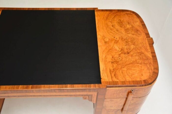 art deco walnut and burr oak leather top desk 1920s 6642