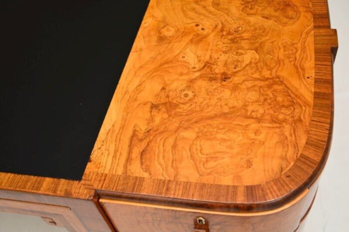 art deco walnut and burr oak leather top desk 1920s 8944