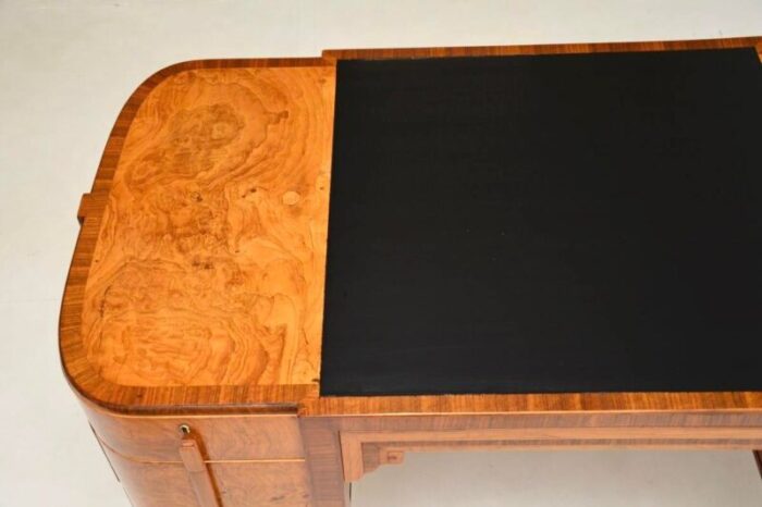 art deco walnut and burr oak leather top desk 1920s 9822