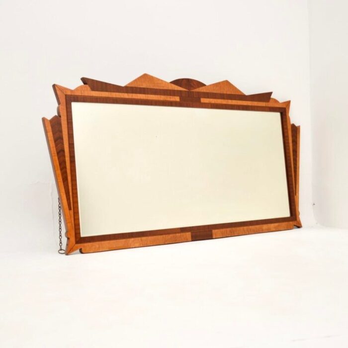 art deco walnut and satinwood mirror 1930s 2712