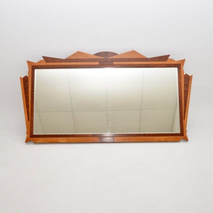 art deco walnut and satinwood mirror 1930s 6871