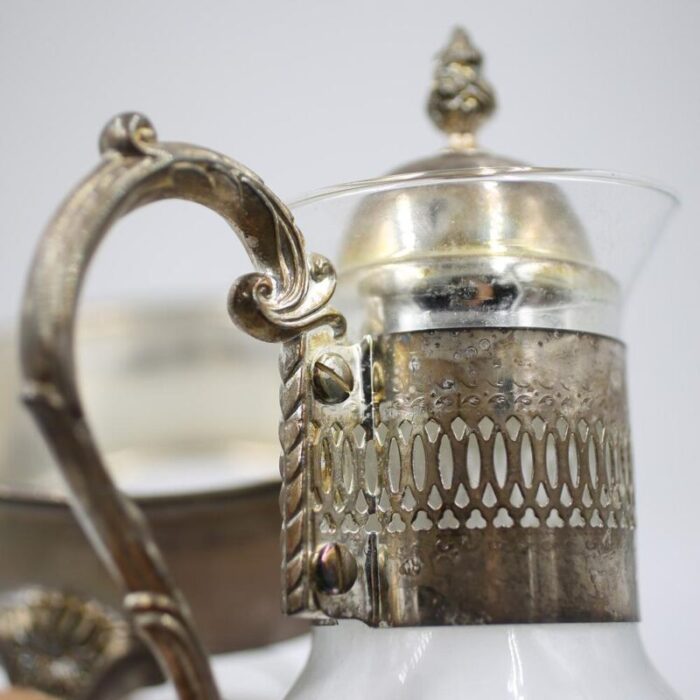 art nouveau silver plated jug on a warmer 1890s 6230