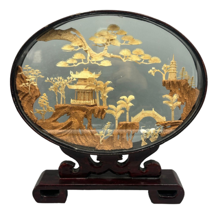 asian diorama cork behind glass 1890s 0517