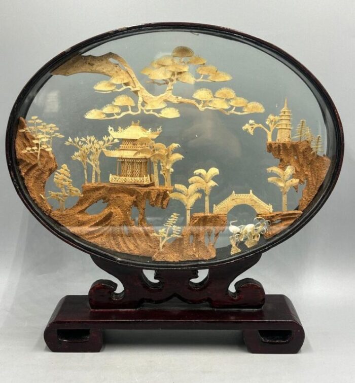 asian diorama cork behind glass 1890s 4530