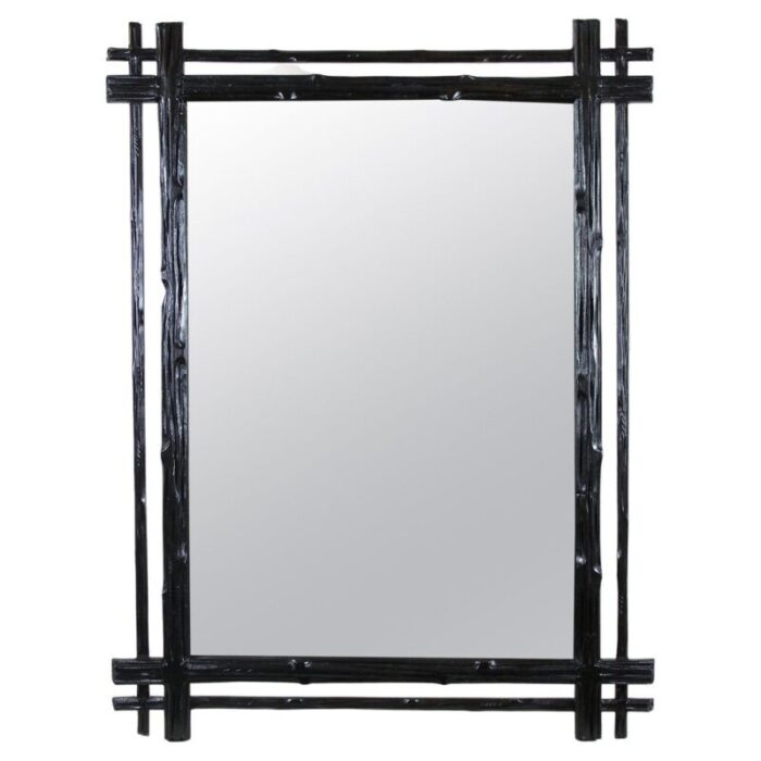 austrian black forest wall mirror with double frame 1880 1