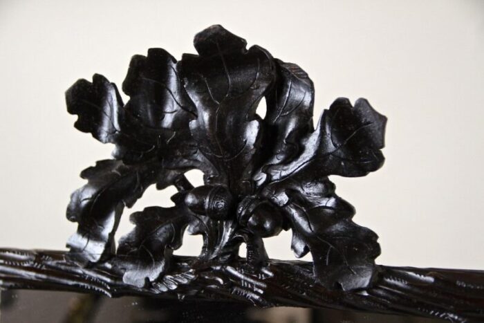 austrian rustic black forest mirror with acorn leaves carvings 1870 18