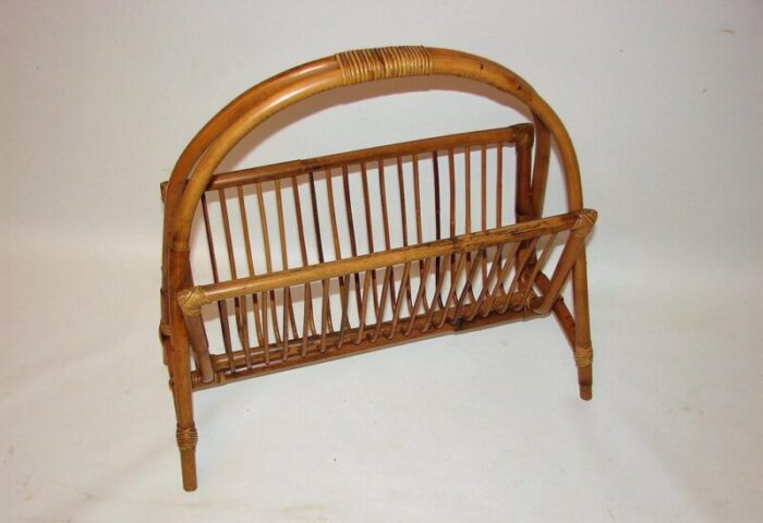 bamboo newspaper rack 1970s 1