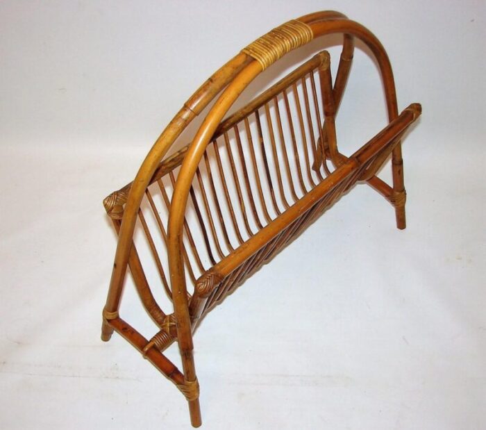 bamboo newspaper rack 1970s 2