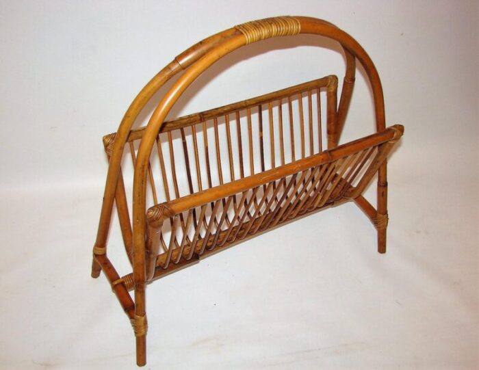 bamboo newspaper rack 1970s 3